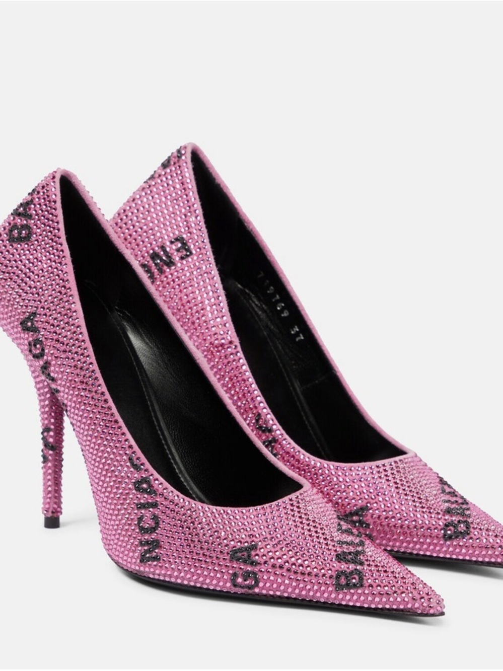 Balenciaga Pink Embellished Crystal Knife Pointed-Toe Pumps